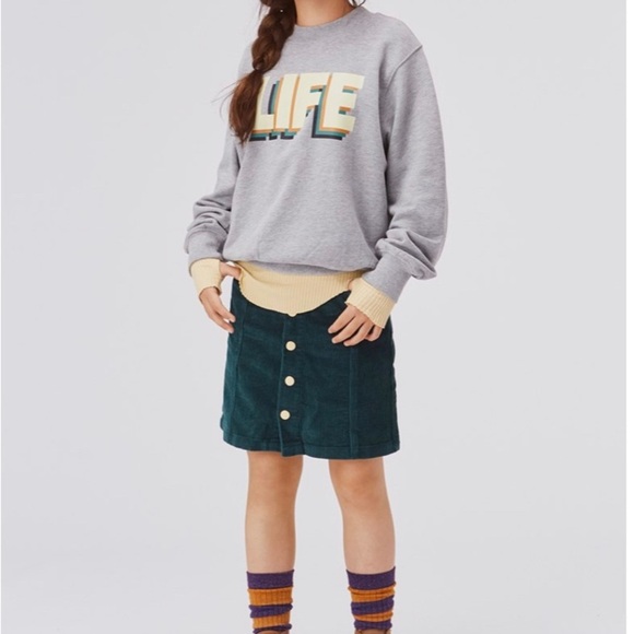 Molo Dark Green Corduroy Skirt with Gold Buttons - Picture 4 of 6